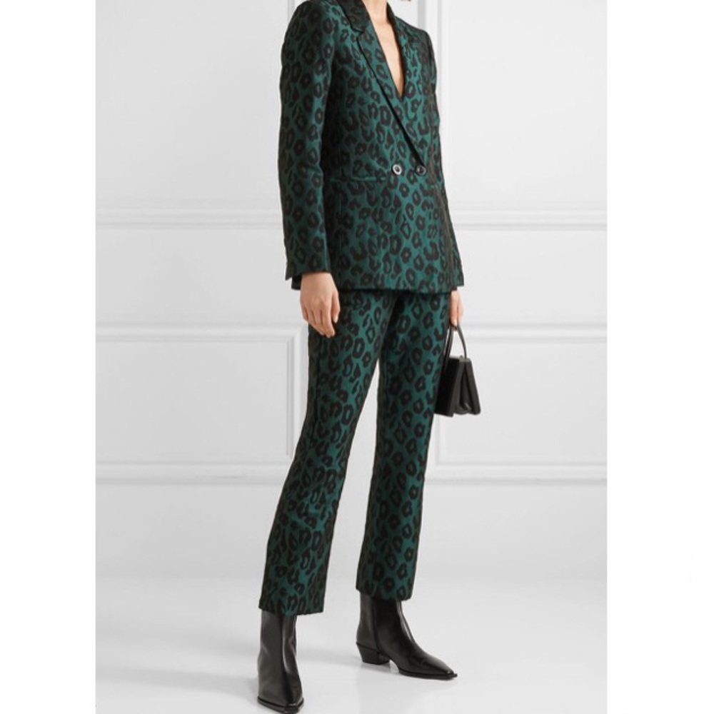 Anine Bing cropped flair leopard pants